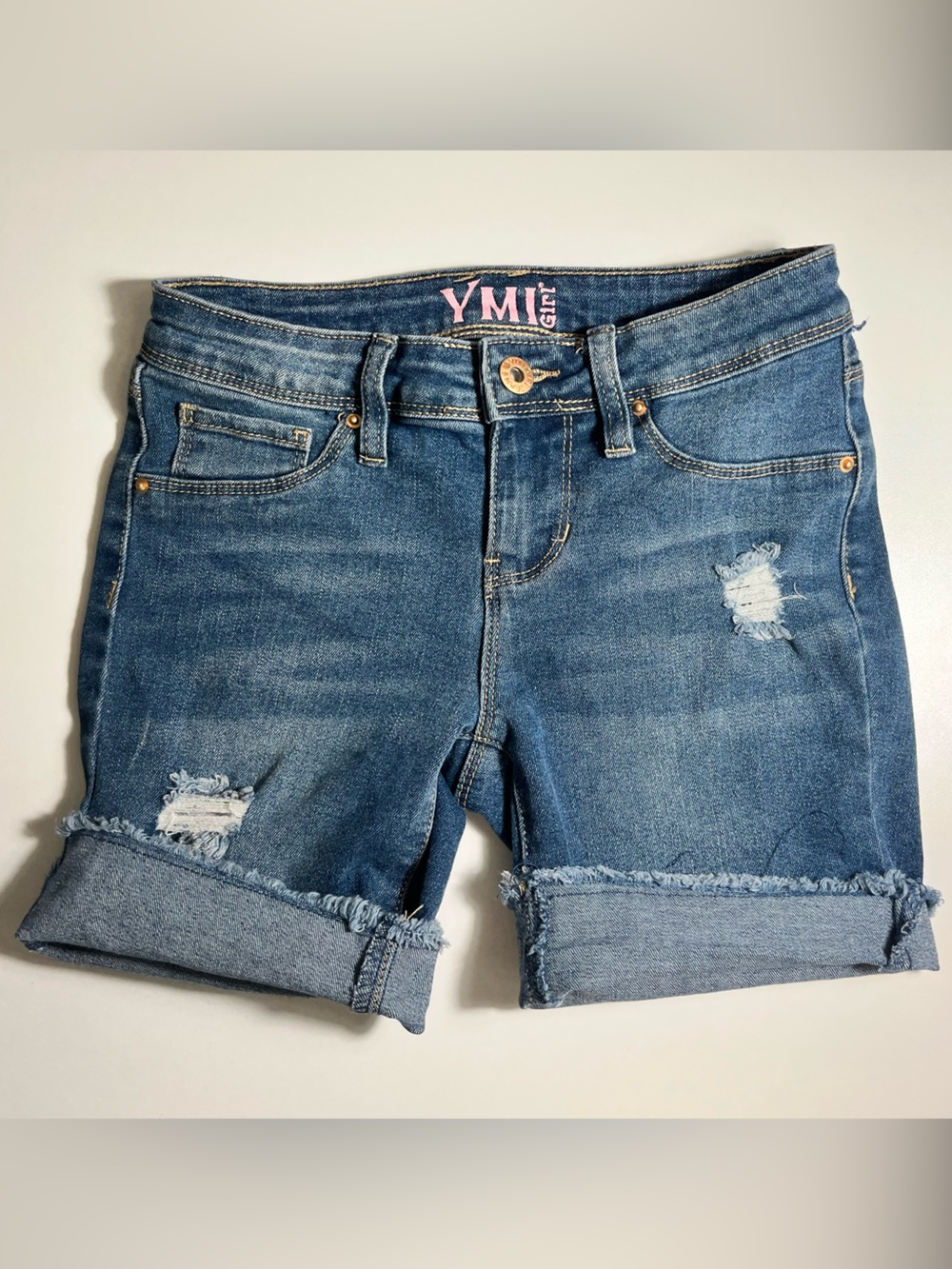 Girl Blue Distressed Denim Shorts